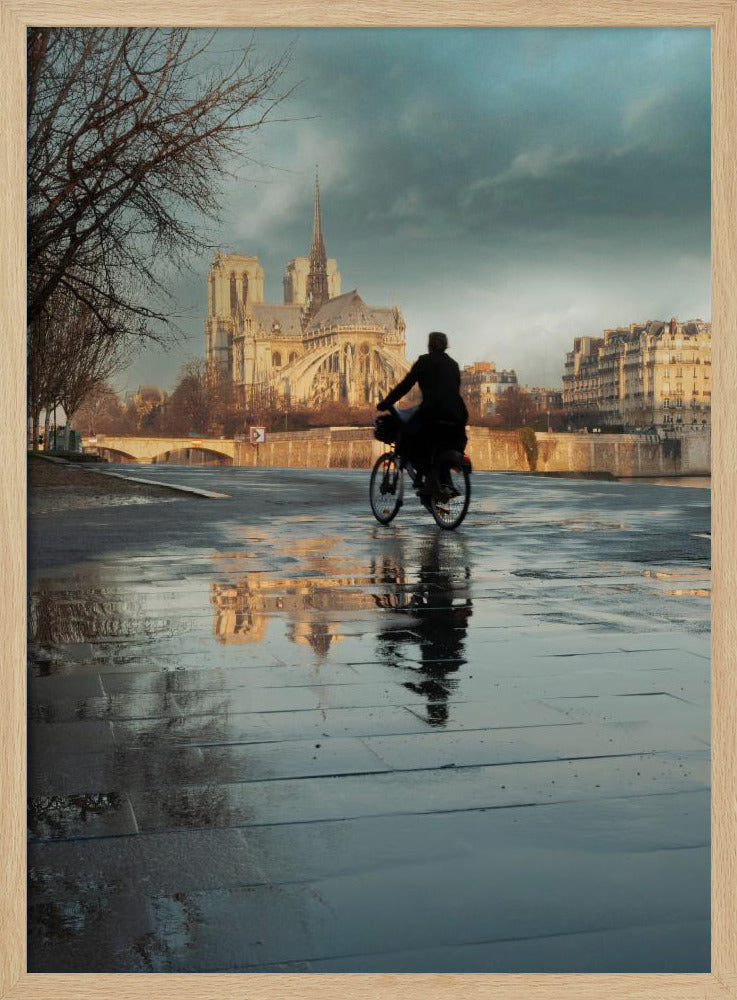 Notre Dame und Radfahrer | Poster
