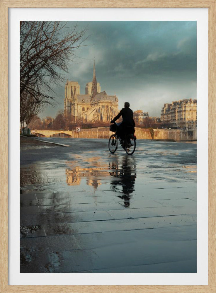 Notre Dame und Radfahrer | Poster