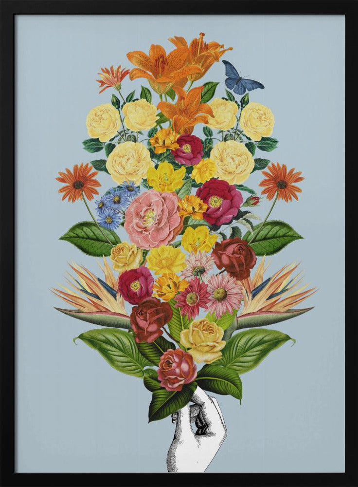 Botanischer blauer Blumenstrauß | Poster