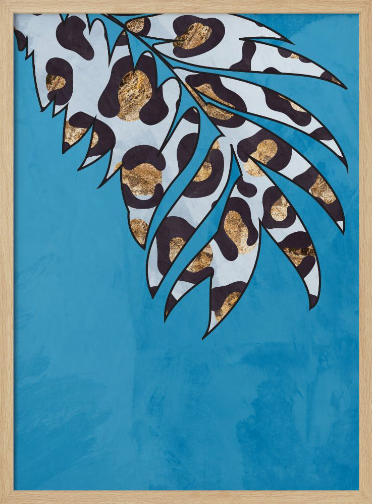 Blaues Tierblatt mit Leopardenmuster | Poster