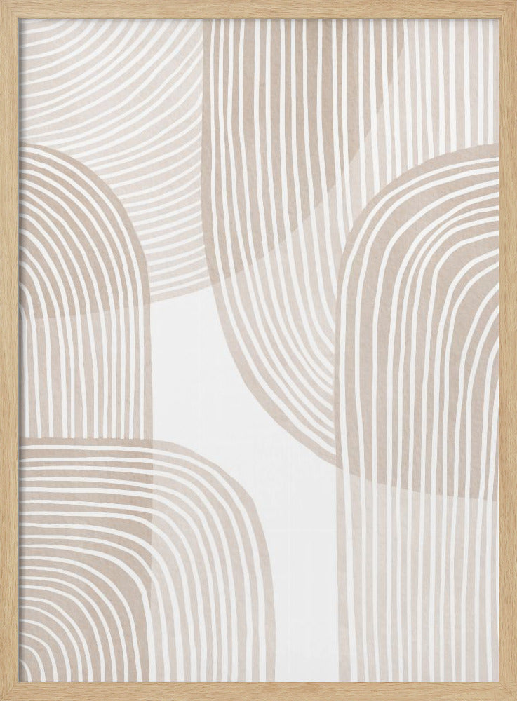 Abstrakte beige Linienkunst | Poster