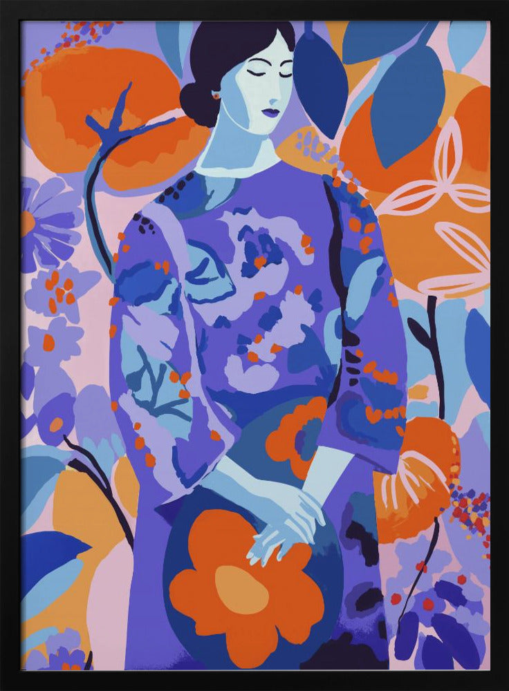 Frau im Blumengarten | Poster