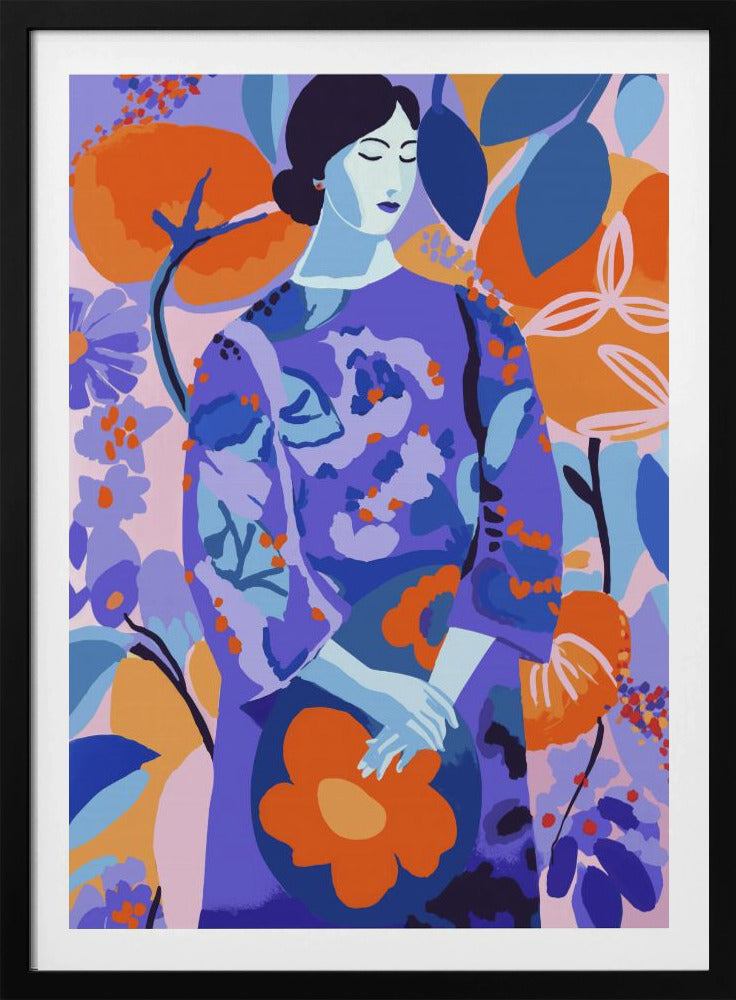 Frau im Blumengarten | Poster