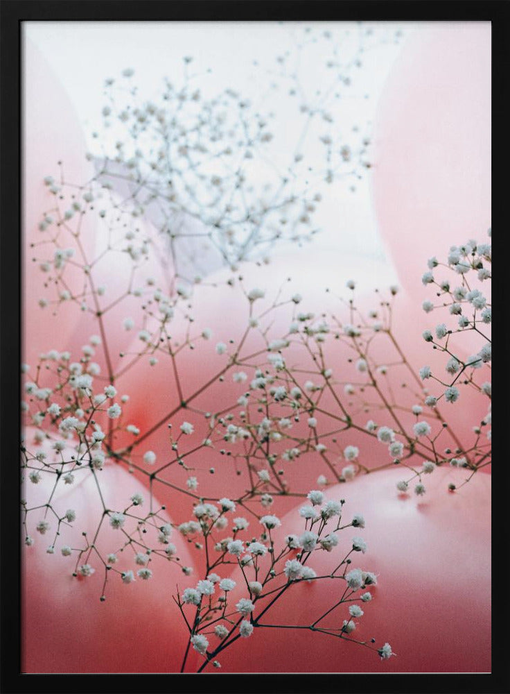 Zarte Blüten und rosa Luftballons | Poster