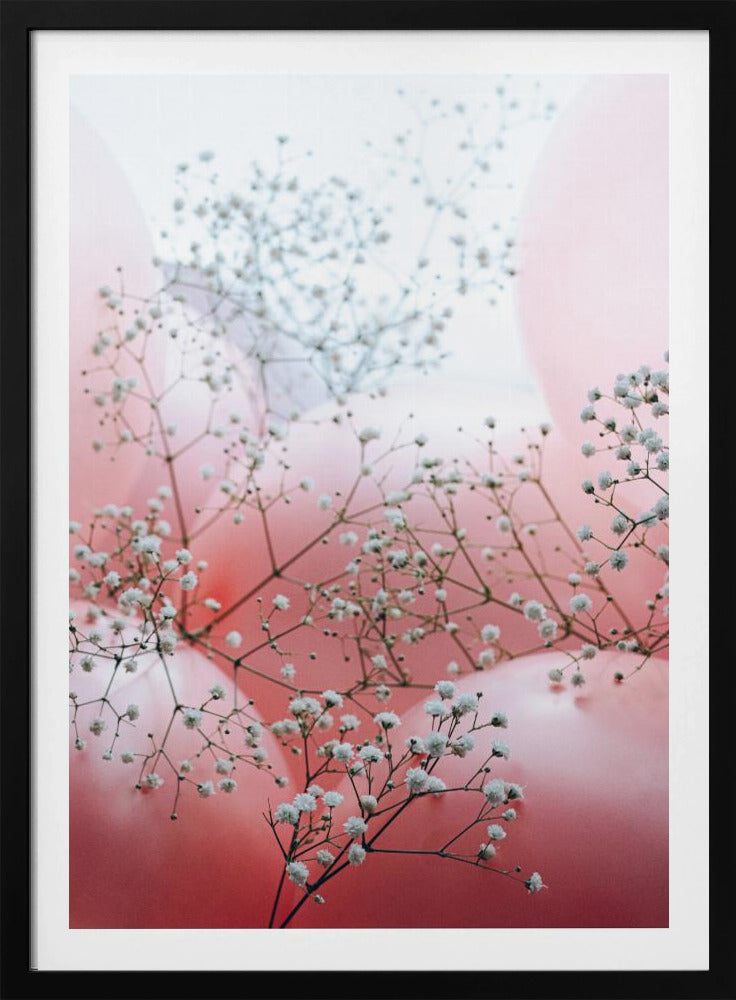 Zarte Blüten und rosa Luftballons | Poster