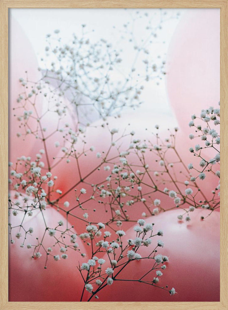 Zarte Blüten und rosa Luftballons | Poster