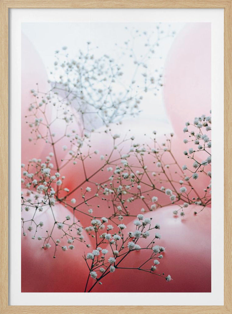 Zarte Blüten und rosa Luftballons | Poster