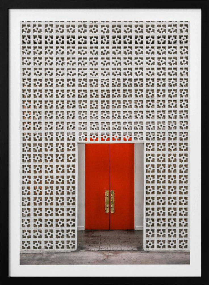 Leuchtend orangefarbene Tür | Poster