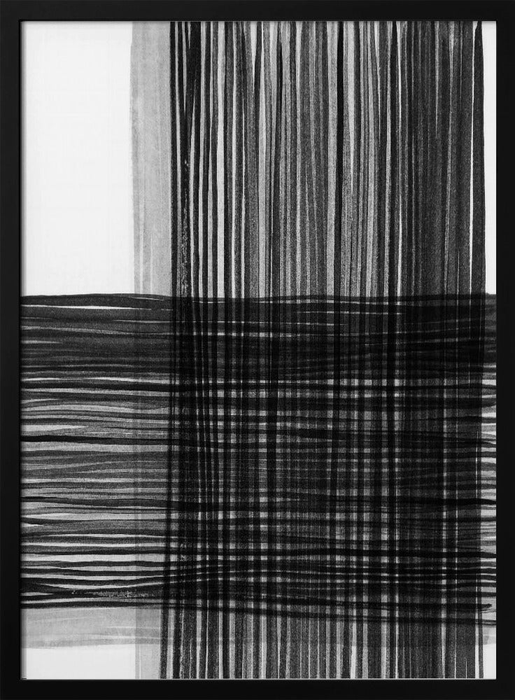 Schwarze und graue Linien bilden ein Gittermuster | Poster