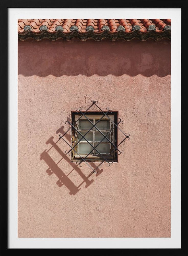 Rustikale rosa Wand mit Vintage-Fenster | Poster
