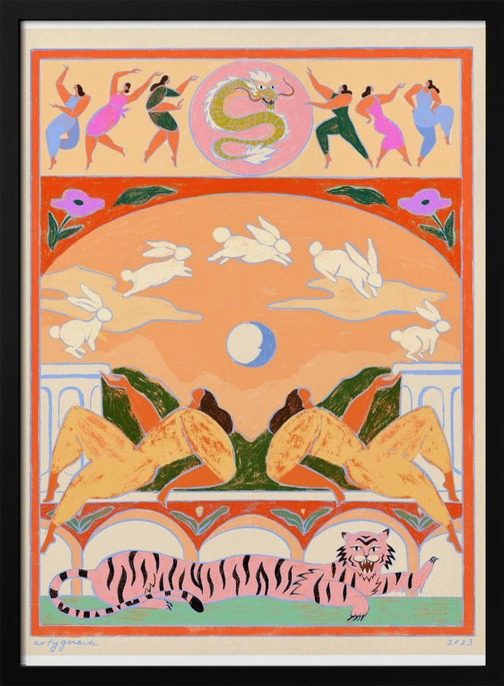 Kaninchen springt über den Mond | Poster