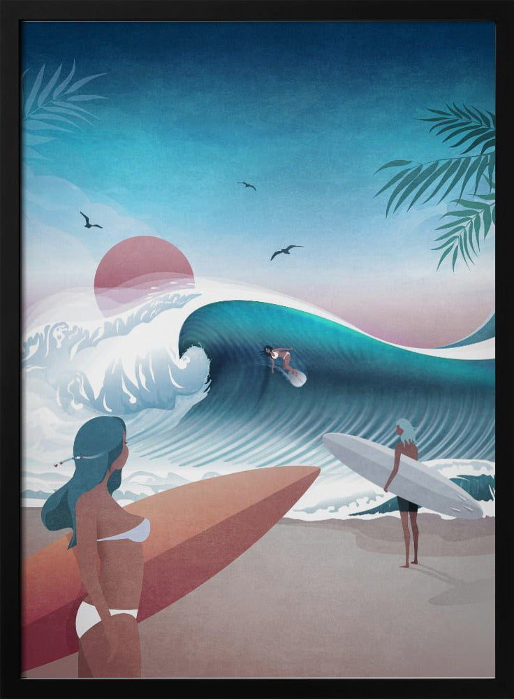 Sonnenuntergang Surfszene | Poster