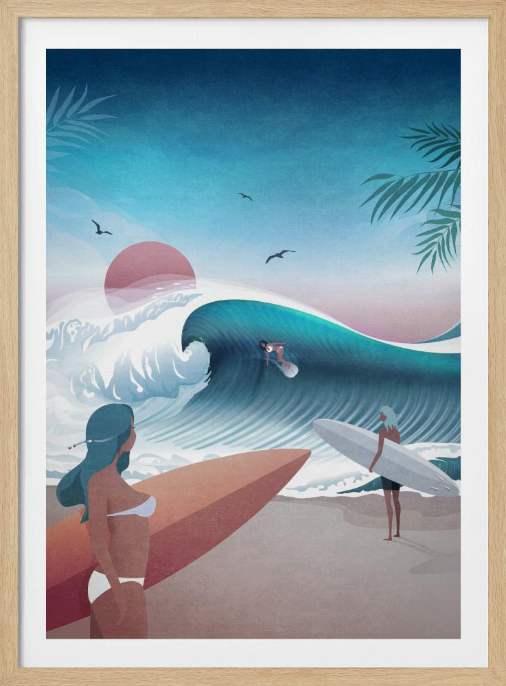 Sonnenuntergang Surfszene | Poster