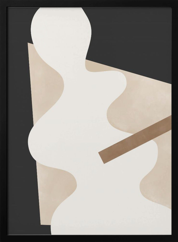 Beige Grafikkurven Kunst | Poster