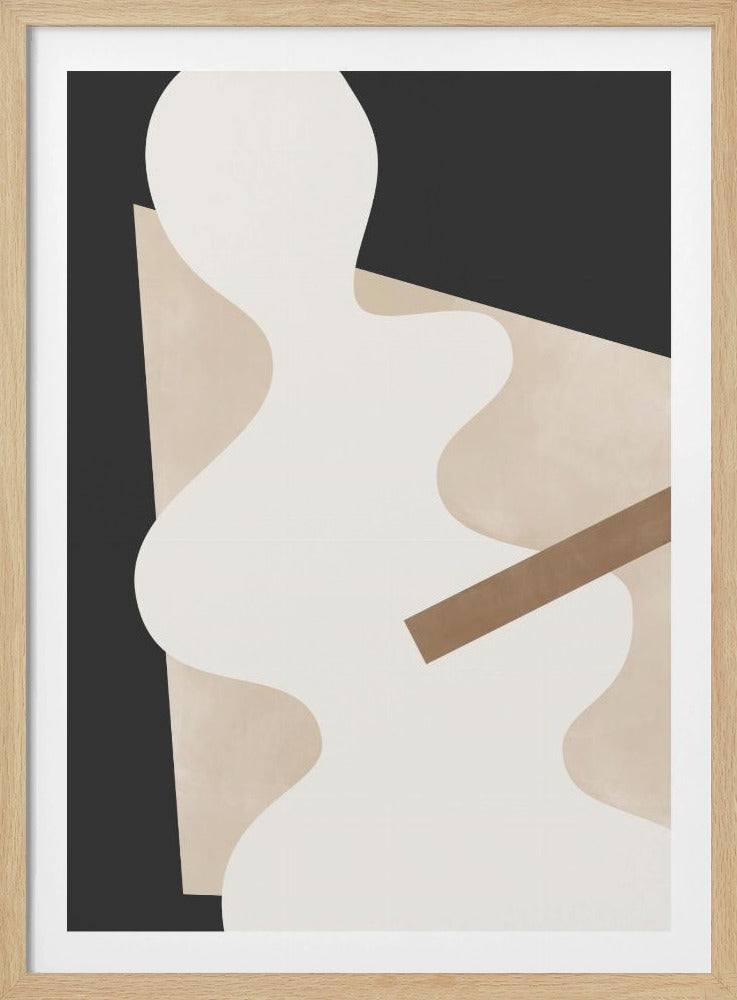 Beige Grafikkurven Kunst | Poster