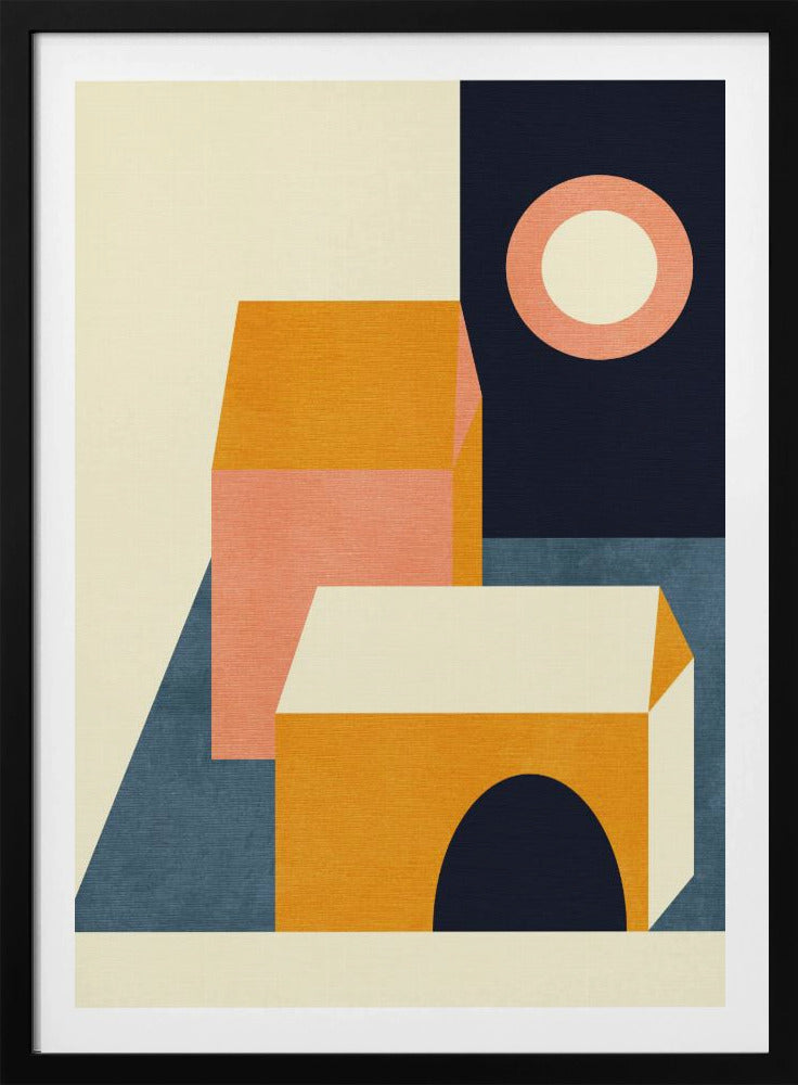Rainbow Plus Shapes Blue Mustard11 | Poster