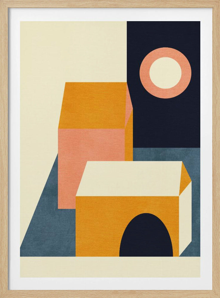 Rainbow Plus Shapes Blue Mustard11 | Poster