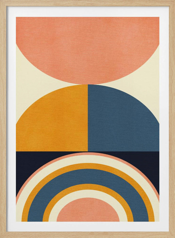 Rainbow Plus Shapes Blue Mustard10 | Poster