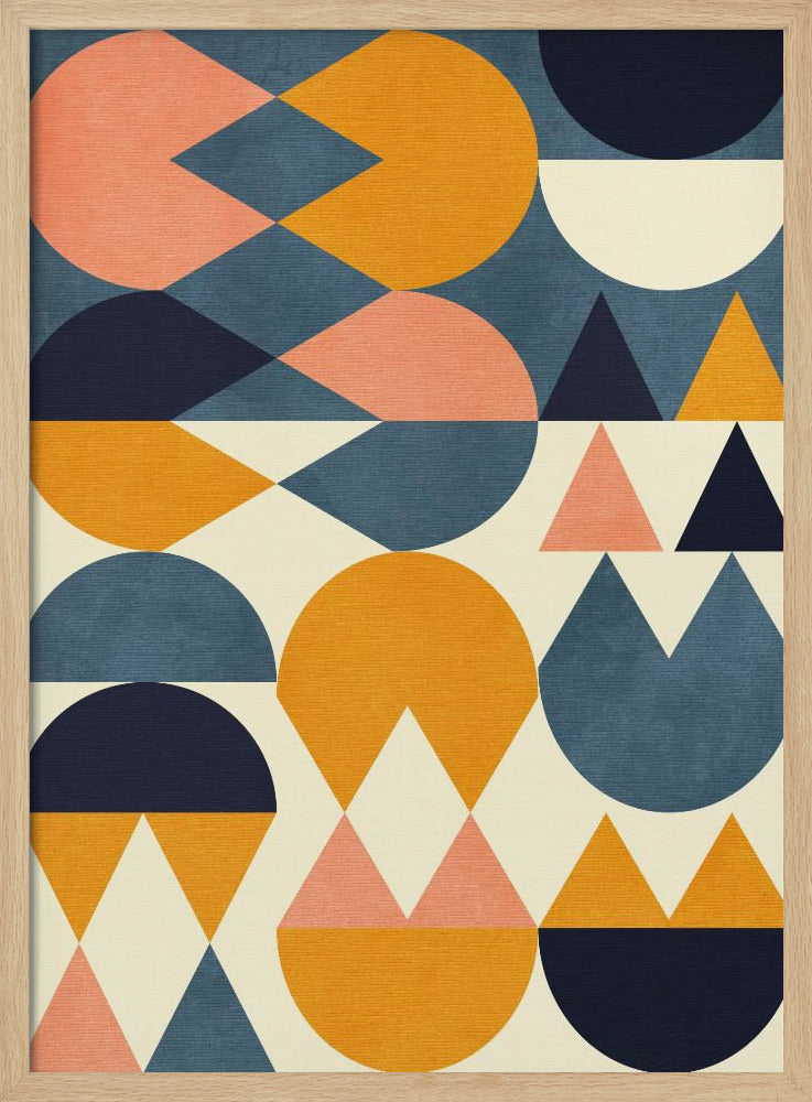Rainbow Plus Shapes Blue Mustard6 | Poster