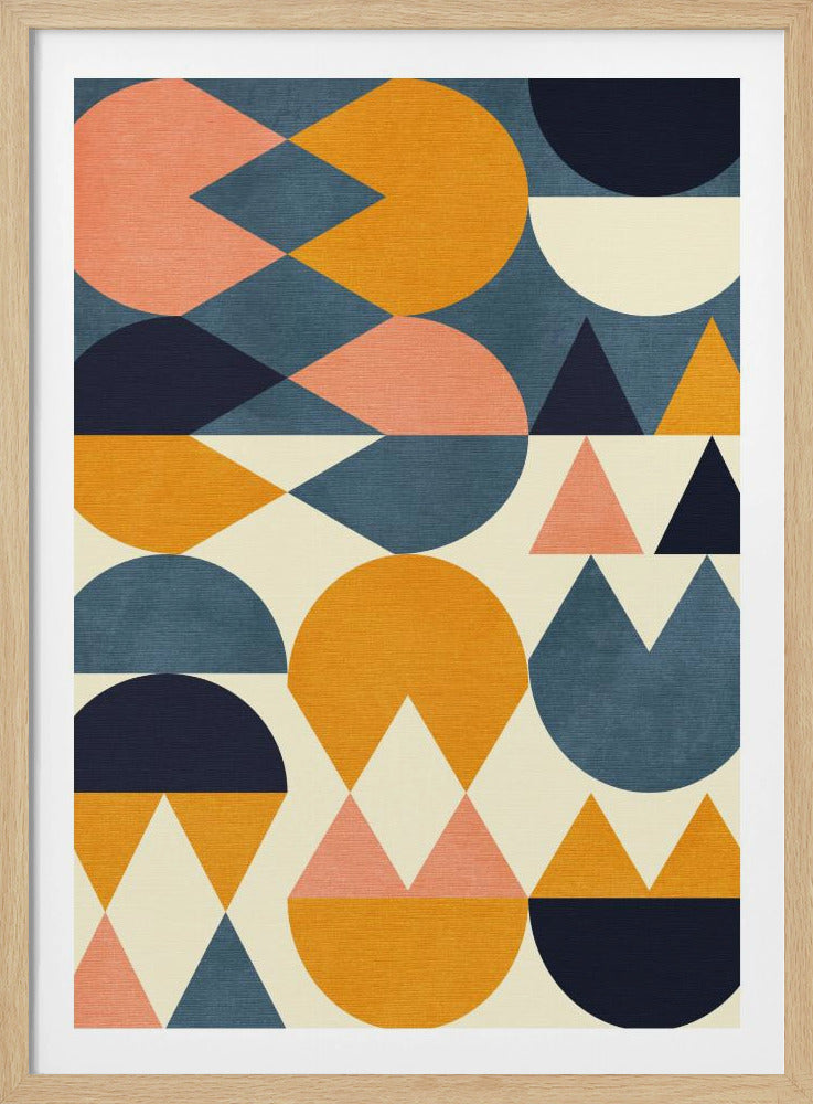 Rainbow Plus Shapes Blue Mustard6 | Poster
