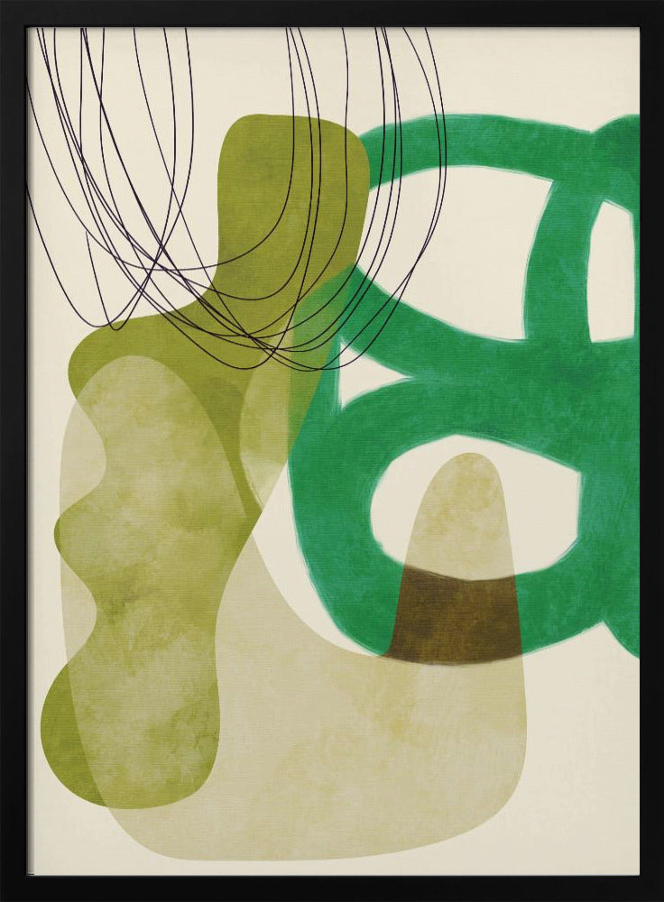 Gemalte Linien Grün Tan Kopie | Poster