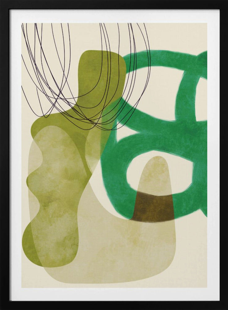Gemalte Linien Grün Tan Kopie | Poster