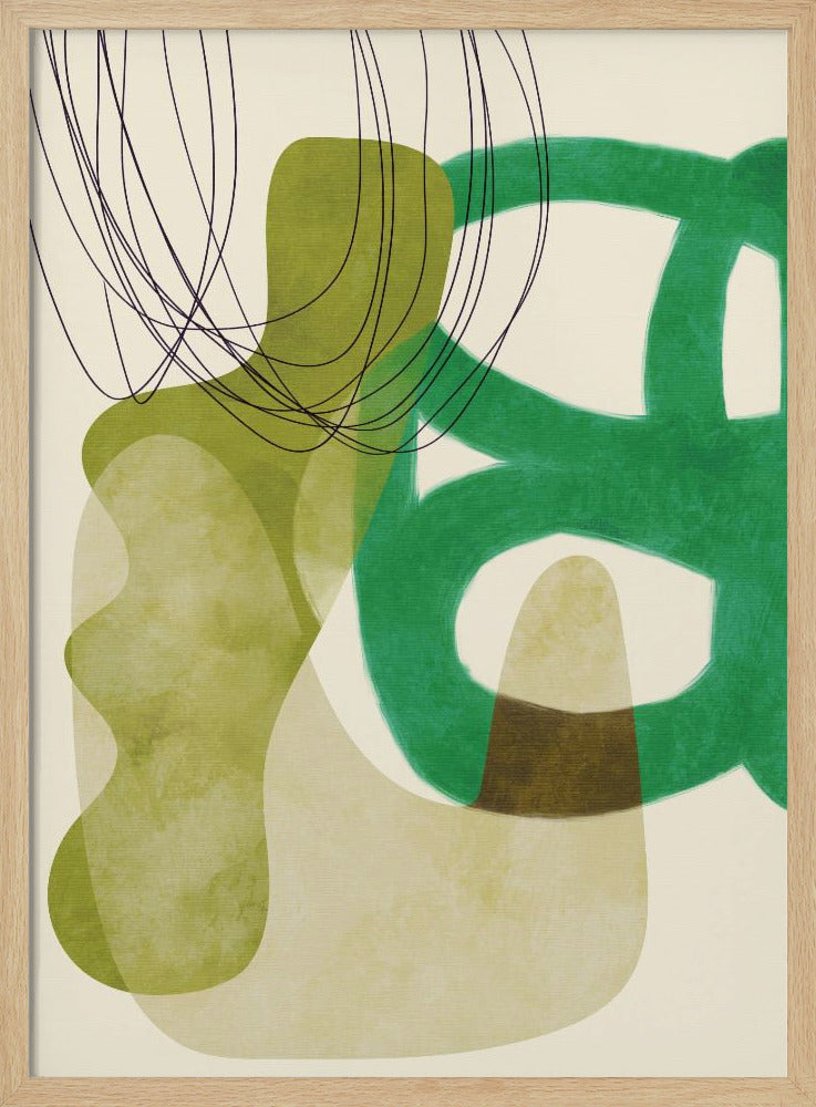 Gemalte Linien Grün Tan Kopie | Poster