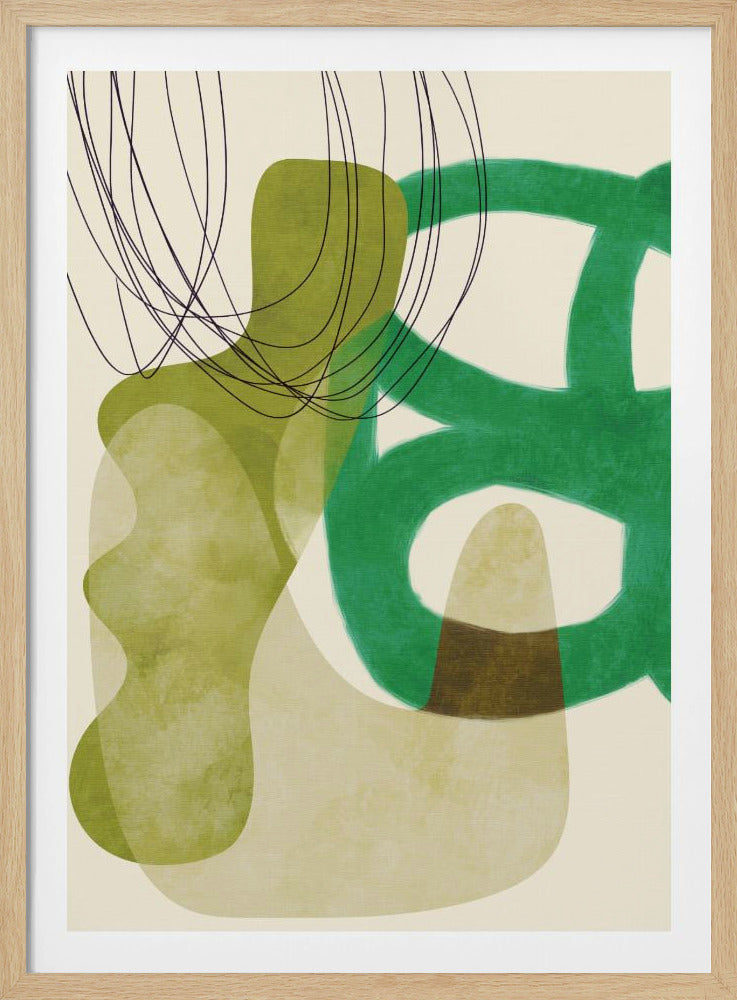 Gemalte Linien Grün Tan Kopie | Poster