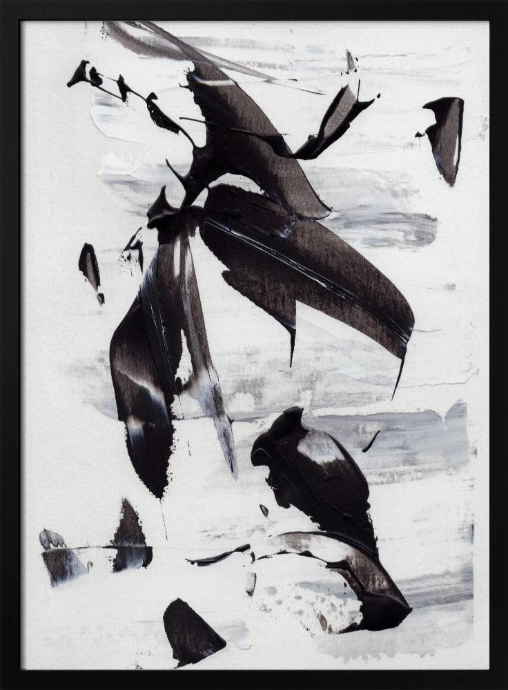 Monochrome dynamische Pinselstriche | Poster