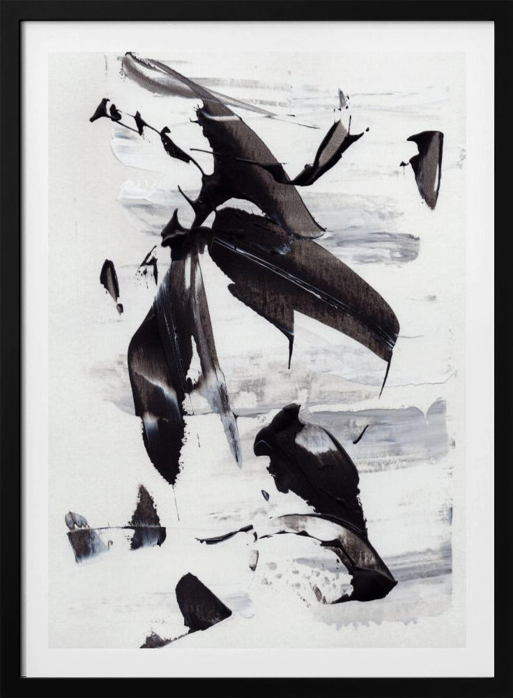 Monochrome dynamische Pinselstriche | Poster