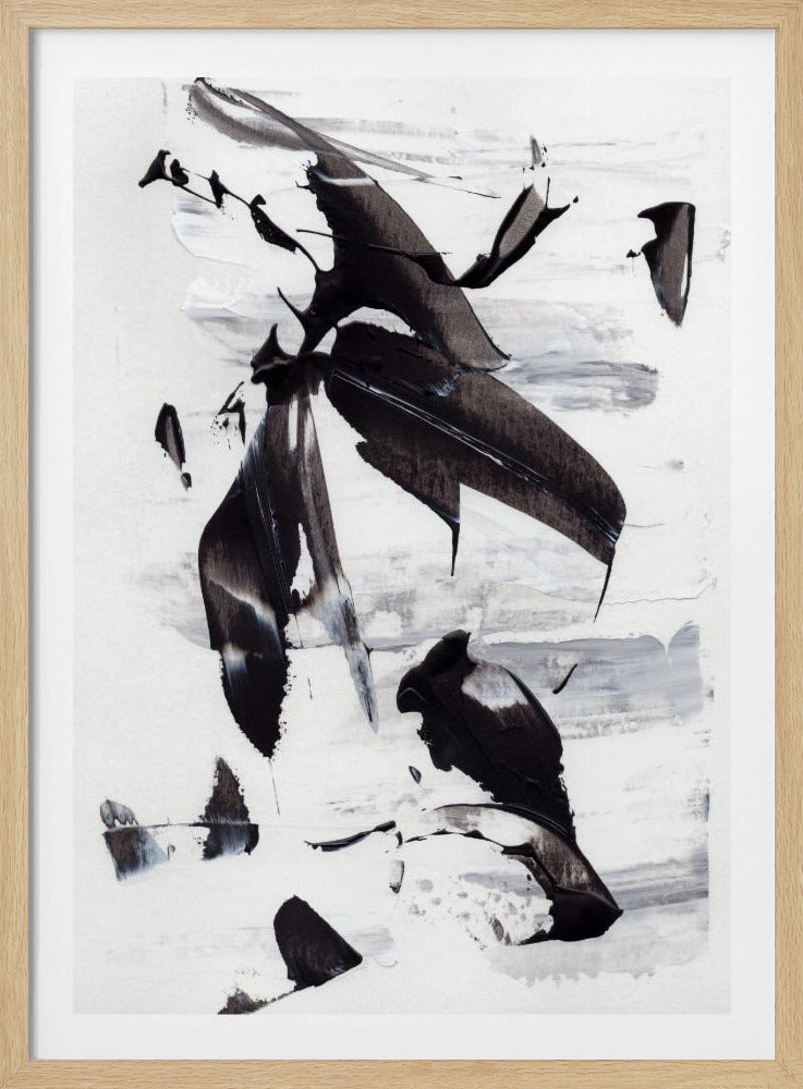 Monochrome dynamische Pinselstriche | Poster