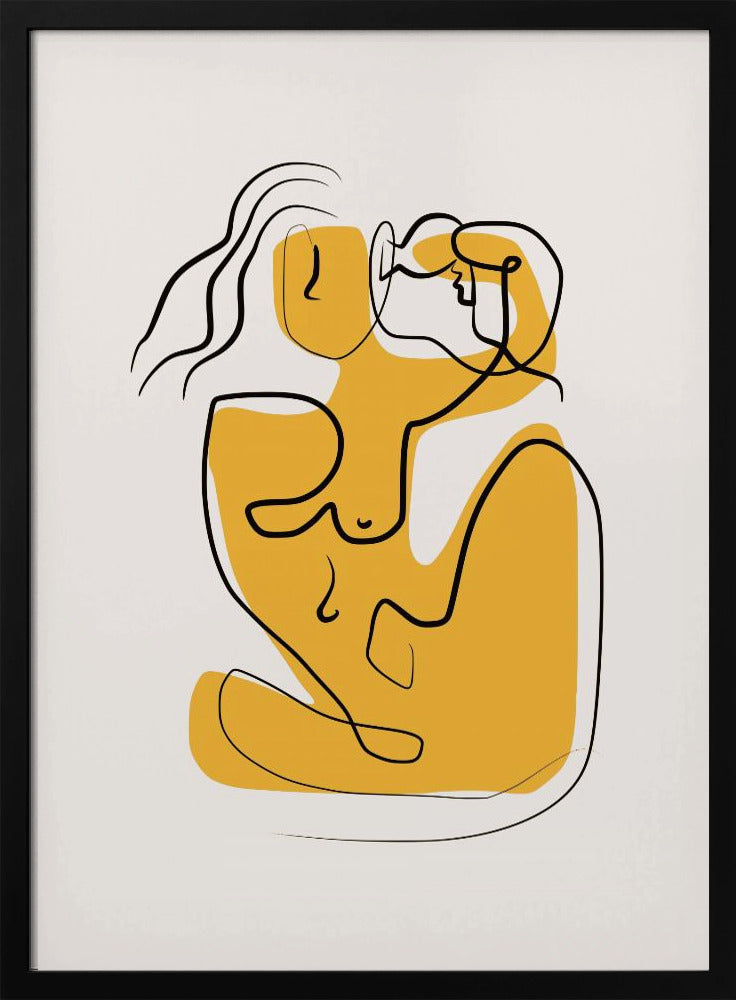 Line Art Akt mit wehendem Haar | Poster