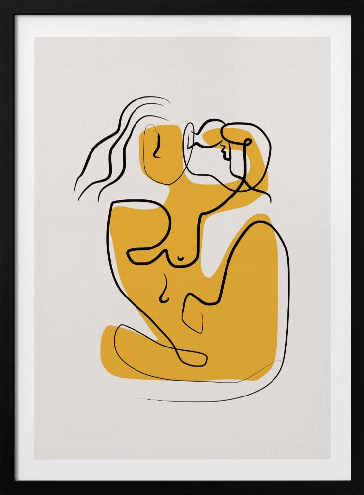 Line Art Akt mit wehendem Haar | Poster