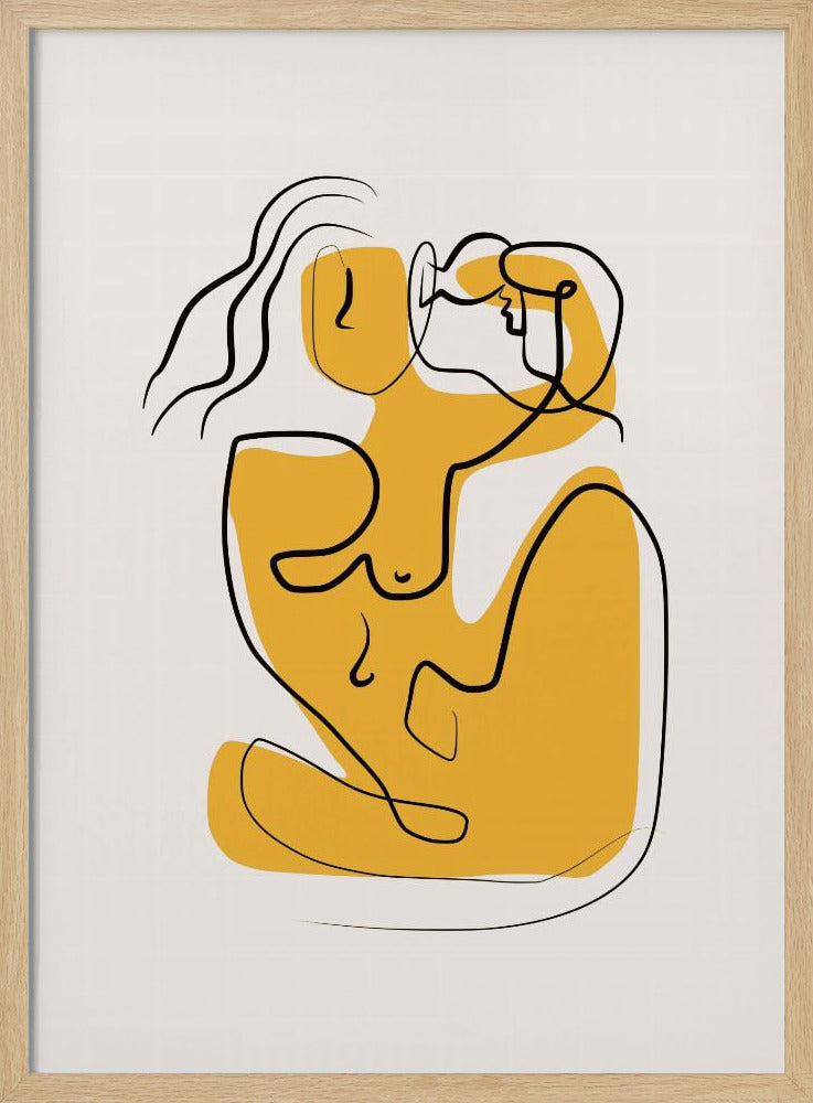 Line Art Akt mit wehendem Haar | Poster