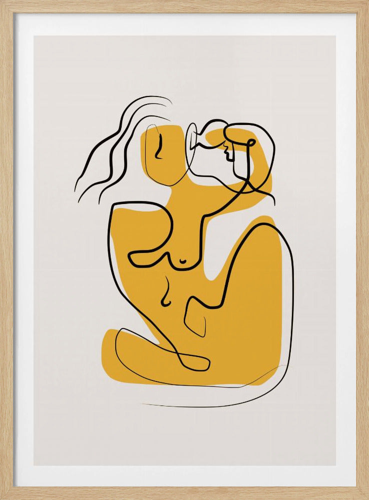 Line Art Akt mit wehendem Haar | Poster