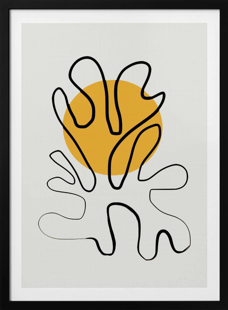 Minimalistisches Korallen- und Sonnen-Poster