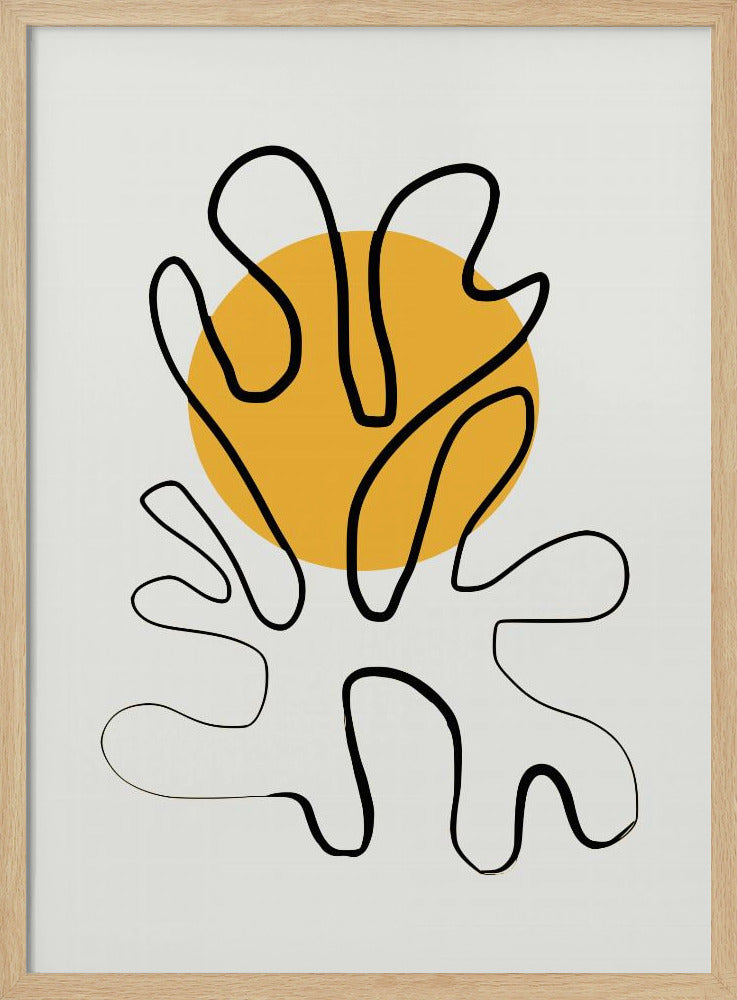 Minimalistisches Korallen- und Sonnen-Poster