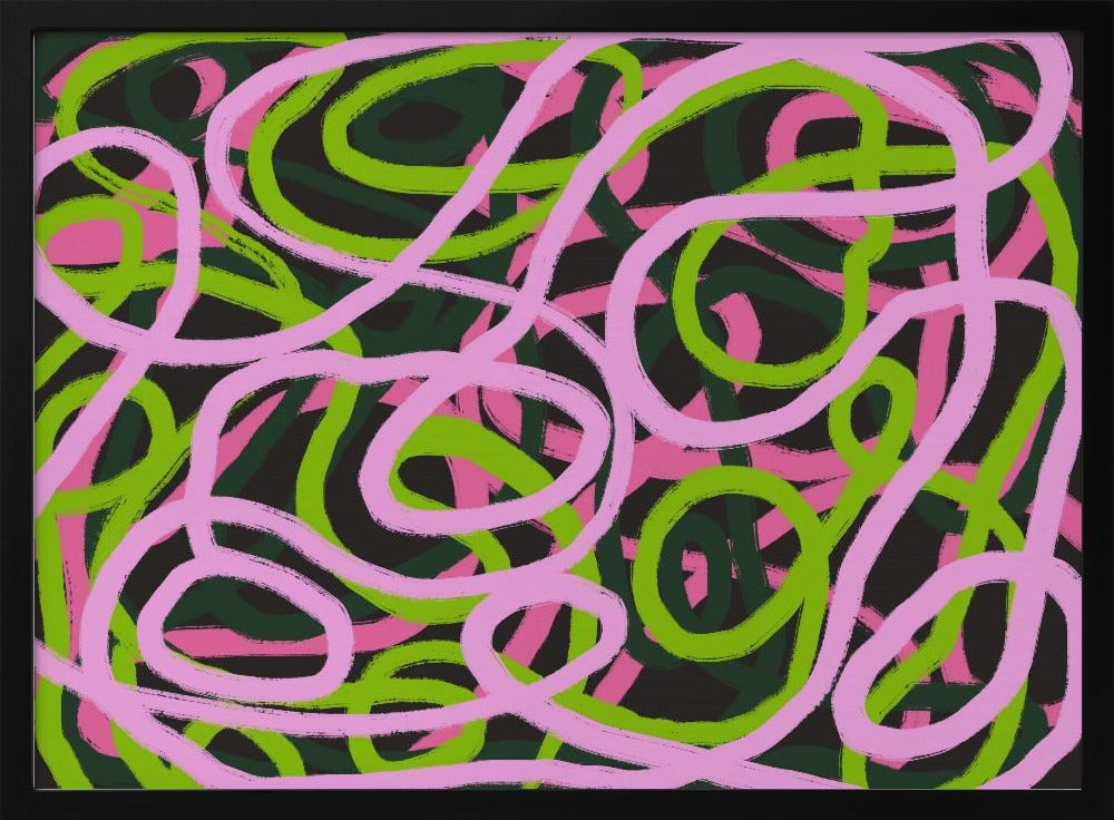 Ineinander verschlungene rosa und grüne Linien | Poster