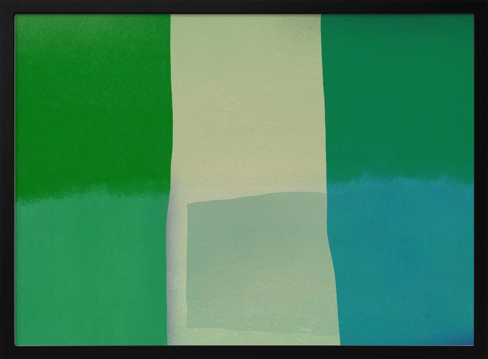 Minimalistische Komposition mit leuchtenden Grün- und Blautönen | Poster