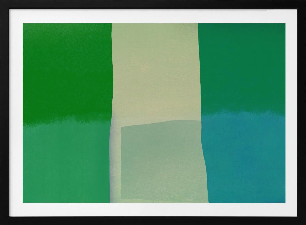 Minimalistische Komposition mit leuchtenden Grün- und Blautönen | Poster