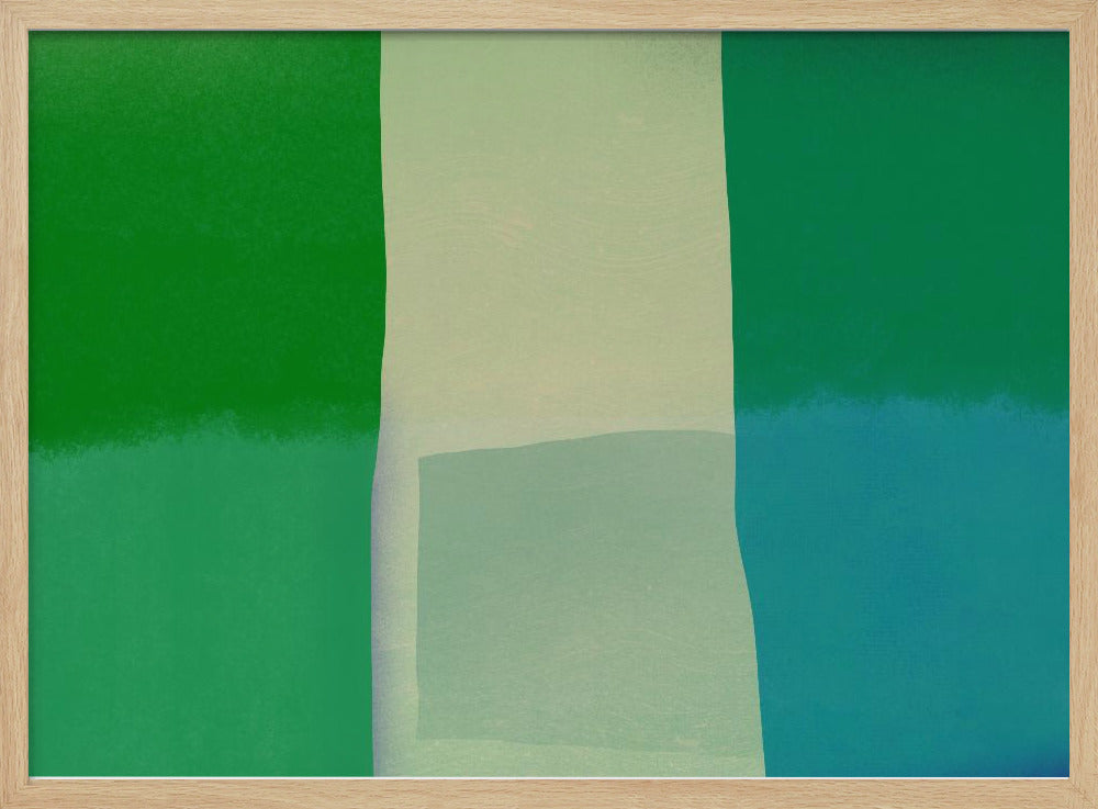 Minimalistische Komposition mit leuchtenden Grün- und Blautönen | Poster