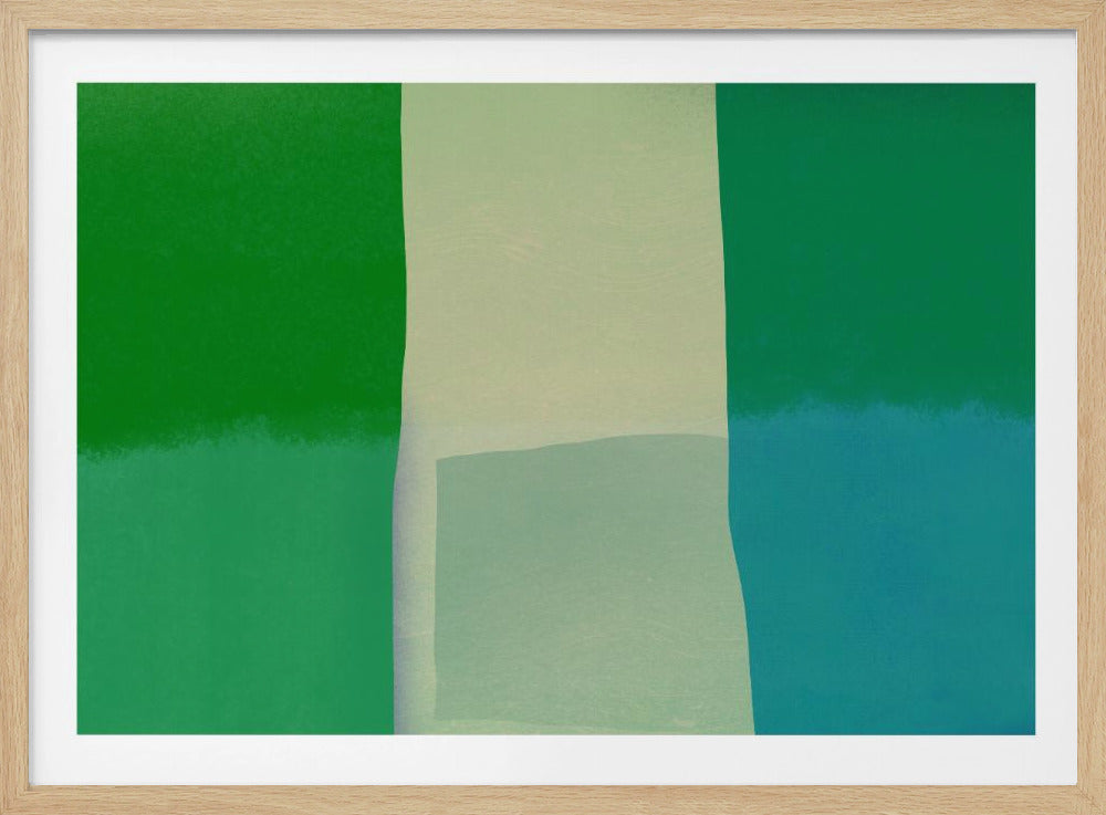Minimalistische Komposition mit leuchtenden Grün- und Blautönen | Poster