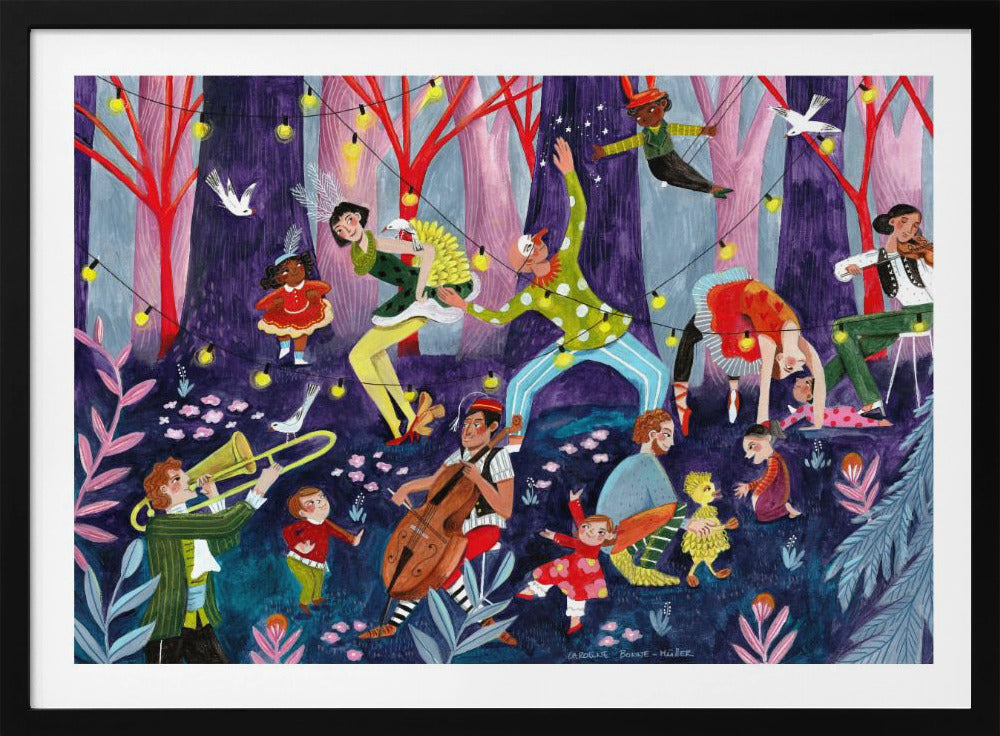 Zirkusartisten und Kinder im Wald | Poster