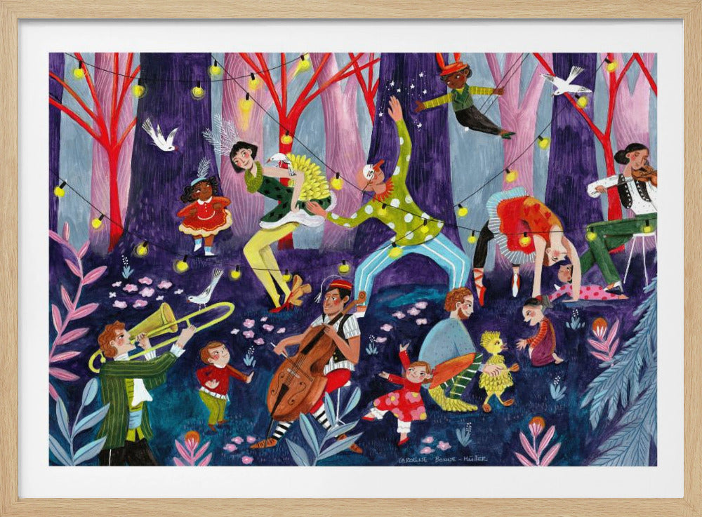 Zirkusartisten und Kinder im Wald | Poster