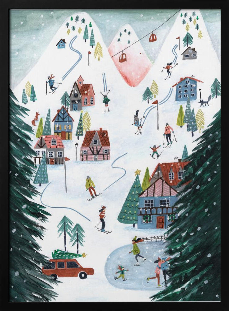 Langlauf in den Bergen zu Weihnachten | Poster