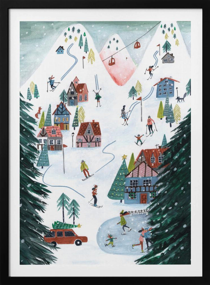 Langlauf in den Bergen zu Weihnachten | Poster