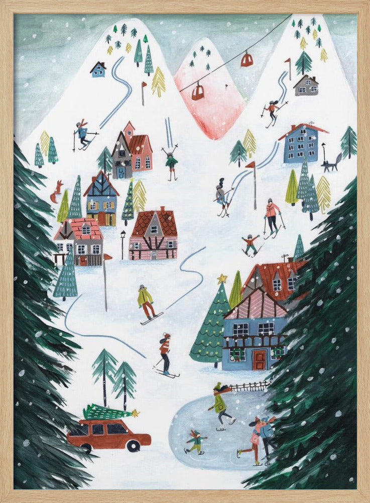Langlauf in den Bergen zu Weihnachten | Poster