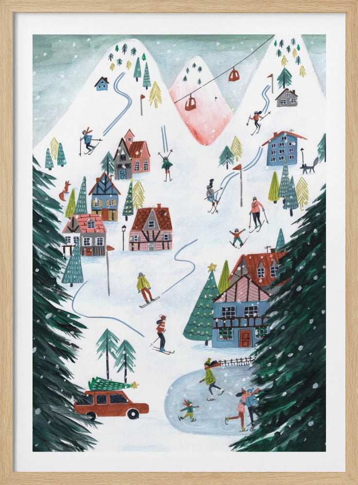 Langlauf in den Bergen zu Weihnachten | Poster