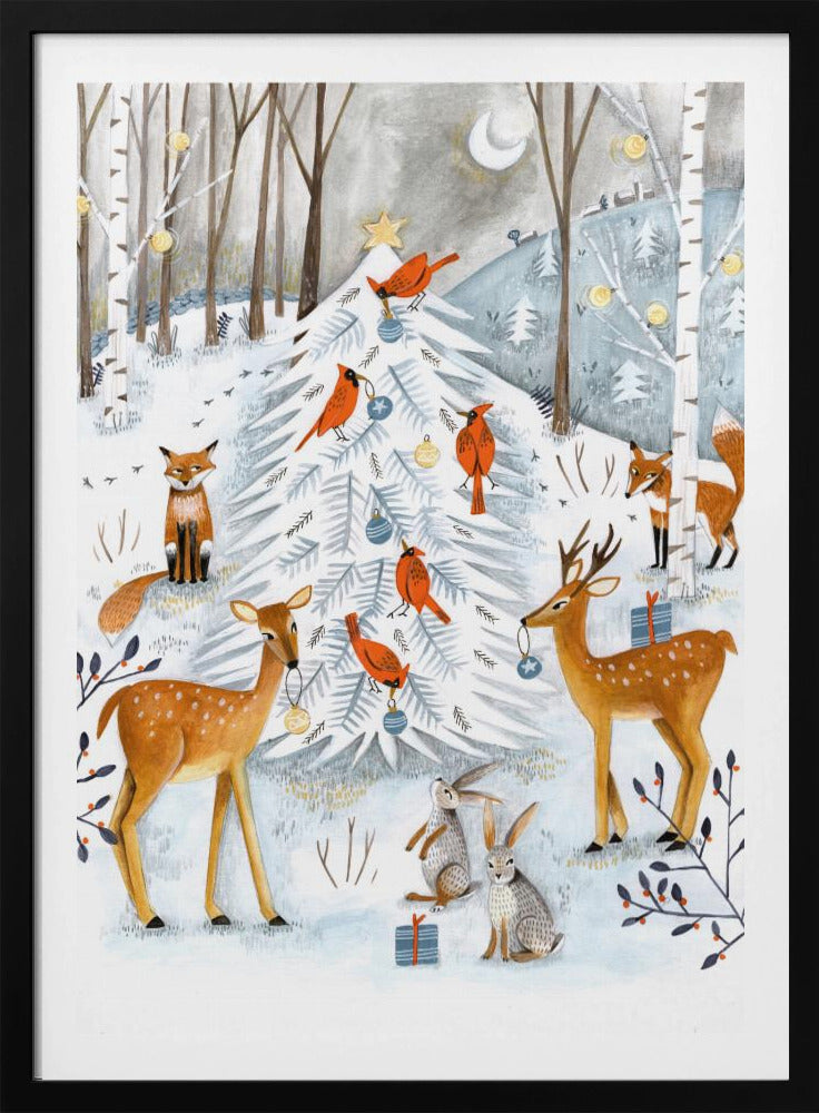Weihnachten im Winter Tierwald | Poster