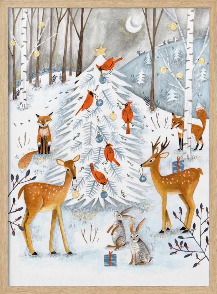 Weihnachten im Winter Tierwald | Poster